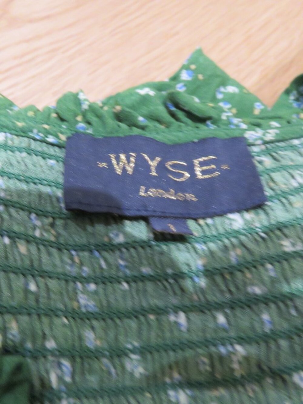 WYSE LONDON Sabine Smocked Tiered Maxi Floral Dress Green US 4 Cottagecore Boho - Picture 15 of 16